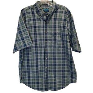 Salmon River Traders Country Plaid Short Sleeve Button Up Men's Size Large